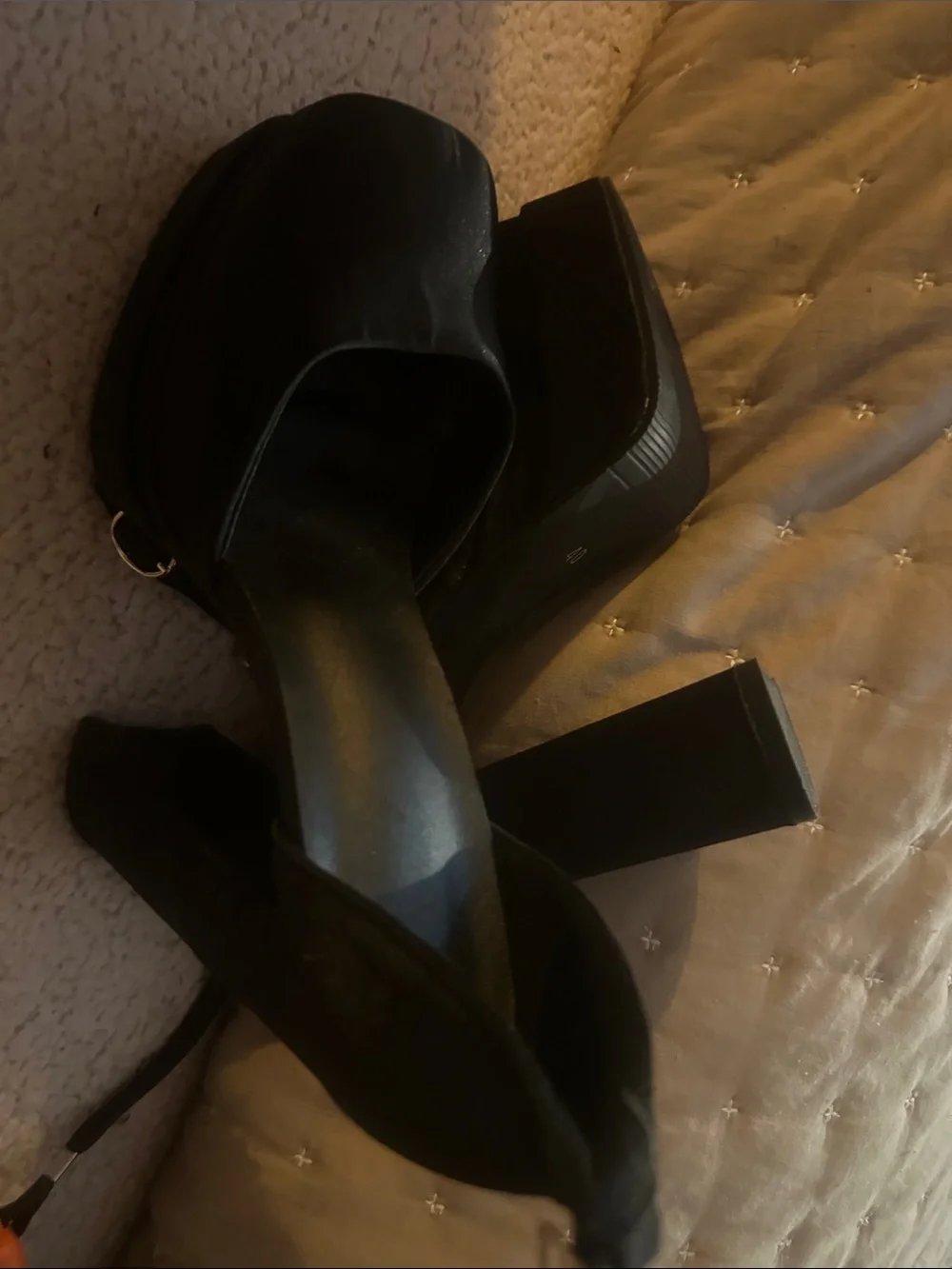 Black Women's Platform Heeled Sandals with Ankle Strap